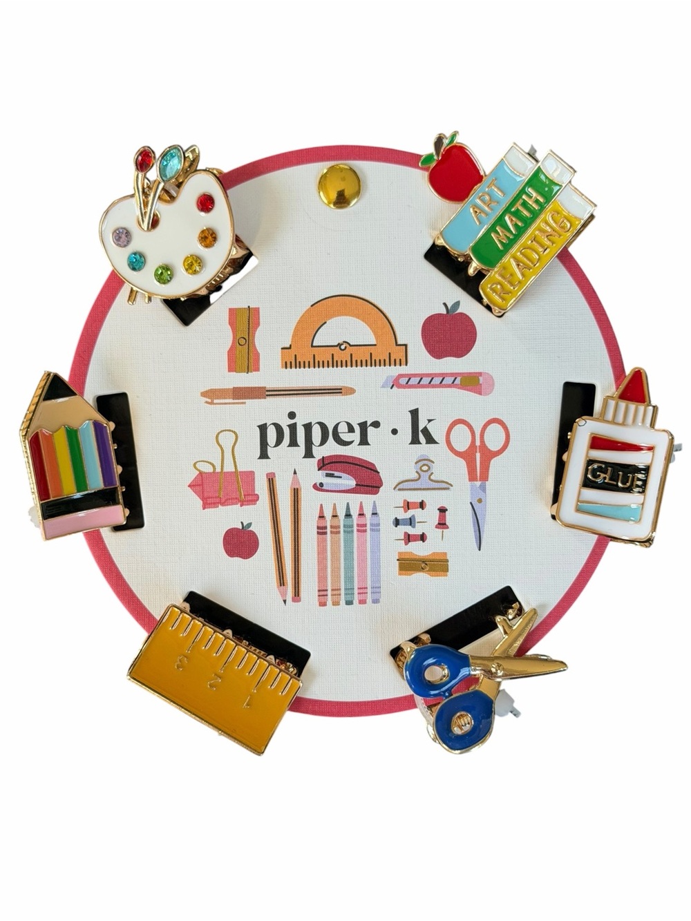 Piper K• School Supplies Hair Clips Teacher or Kids Gift - Set of 6
